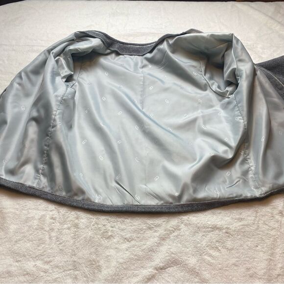 Gray Wool Herringbone Front Button Lined Jacket - Picture 3 of 12